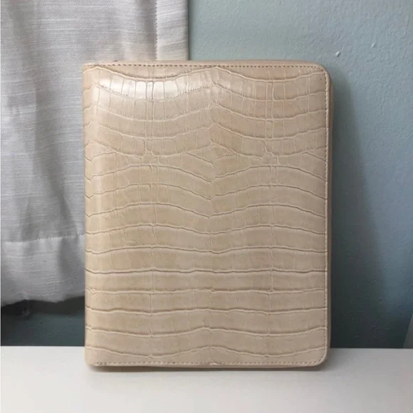 Office Kikkik A5 Beige Croco Leather Zippered Planner